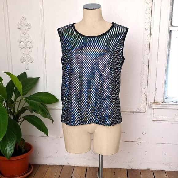 Vintage CARON Chicago Rainbow Sequins Disco Sparkly 70's  Top 12 - Picture 3 of 3